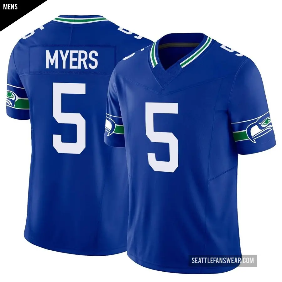 Men's Seattle Seahawks ＃5 Jason Myers Royal Limited Throwback Vapor F.U.S.E. Jersey