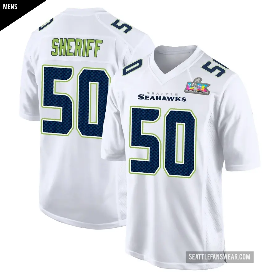 Men's Seattle Seahawks ＃50 Jamie Sheriff White Game Tundra Fashion Super Bowl LX Patch Jersey