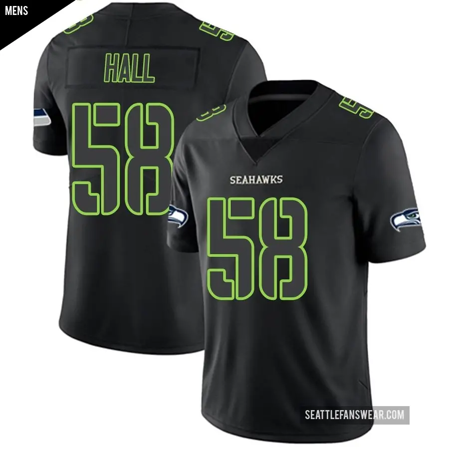 Men's Seattle Seahawks ＃58 Derick Hall Black Impact Limited Jersey