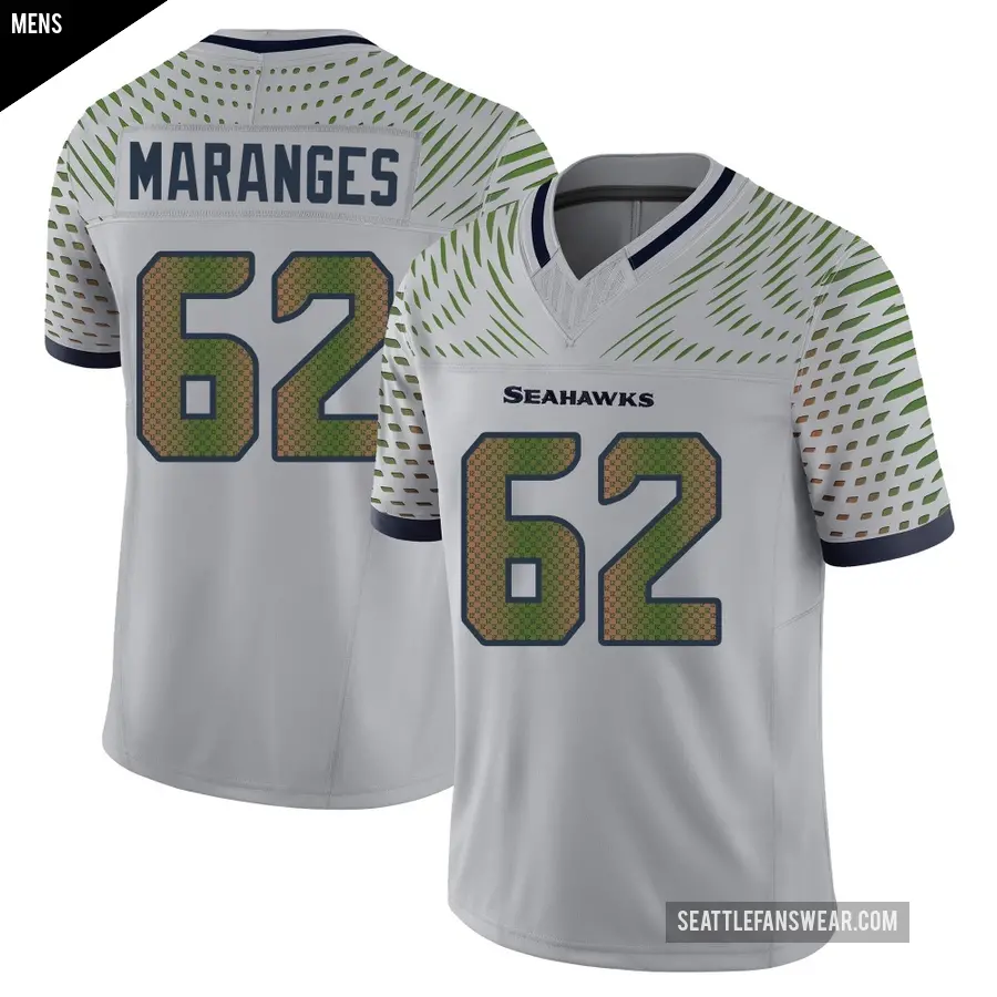 Men's Seattle Seahawks ＃62 Federico Maranges Gray Limited Wolf 2025 Rivalries Collection Jersey