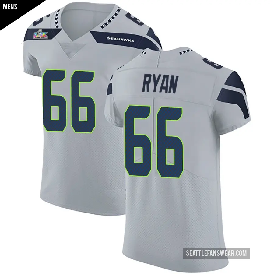 Men's Seattle Seahawks ＃66 Liam Ryan Gray Elite Alternate Vapor Untouchable Super Bowl LX Patch Jersey