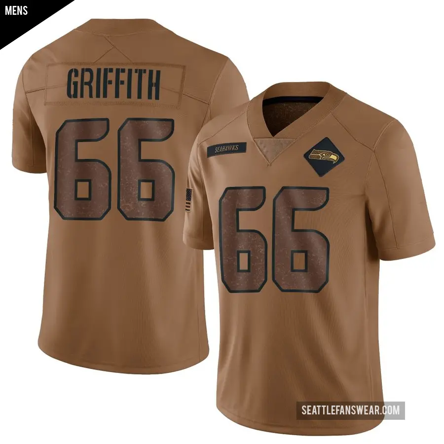 Men's Seattle Seahawks ＃66 Thor Griffith Brown Limited 2023 Salute To Service Jersey