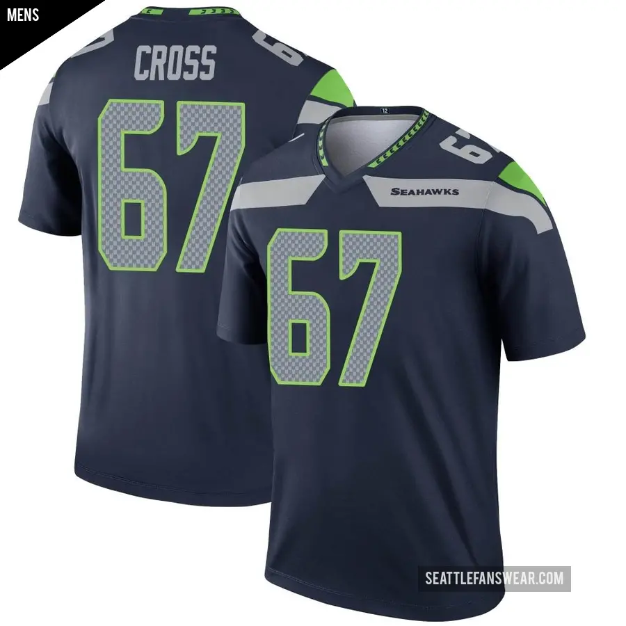 Men's Seattle Seahawks ＃67 Charles Cross Navy Legend Jersey