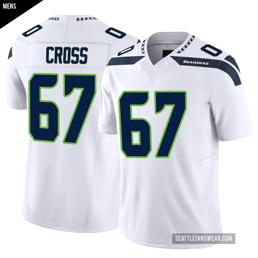Men's Seattle Seahawks ＃67 Charles Cross White Limited Vapor F.U.S.E. Jersey