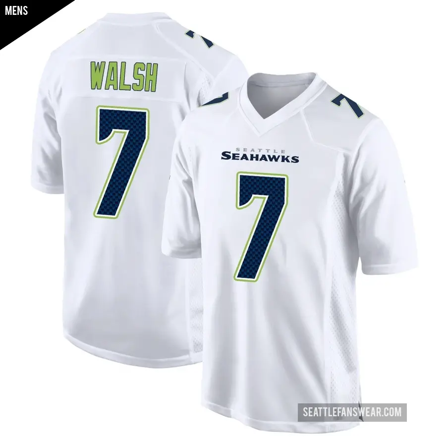 Men's Seattle Seahawks ＃7 Blair Walsh White Game Tundra Fashion Jersey