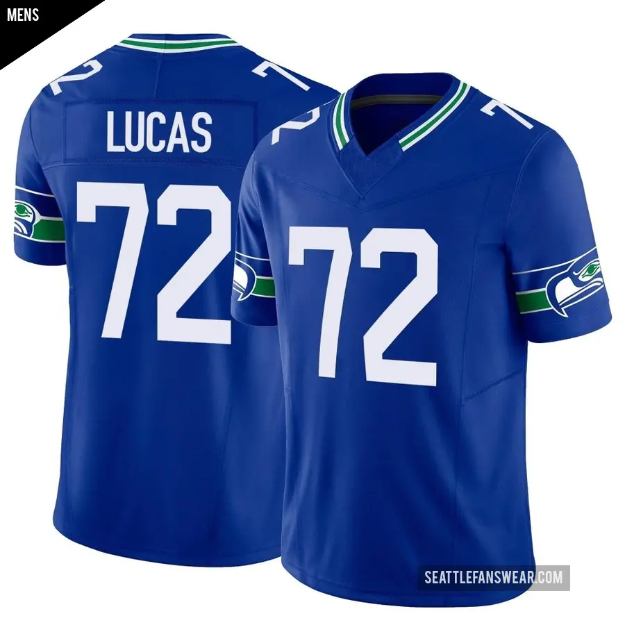 Men's Seattle Seahawks ＃72 Abraham Lucas Royal Limited Throwback Vapor F.U.S.E. Jersey