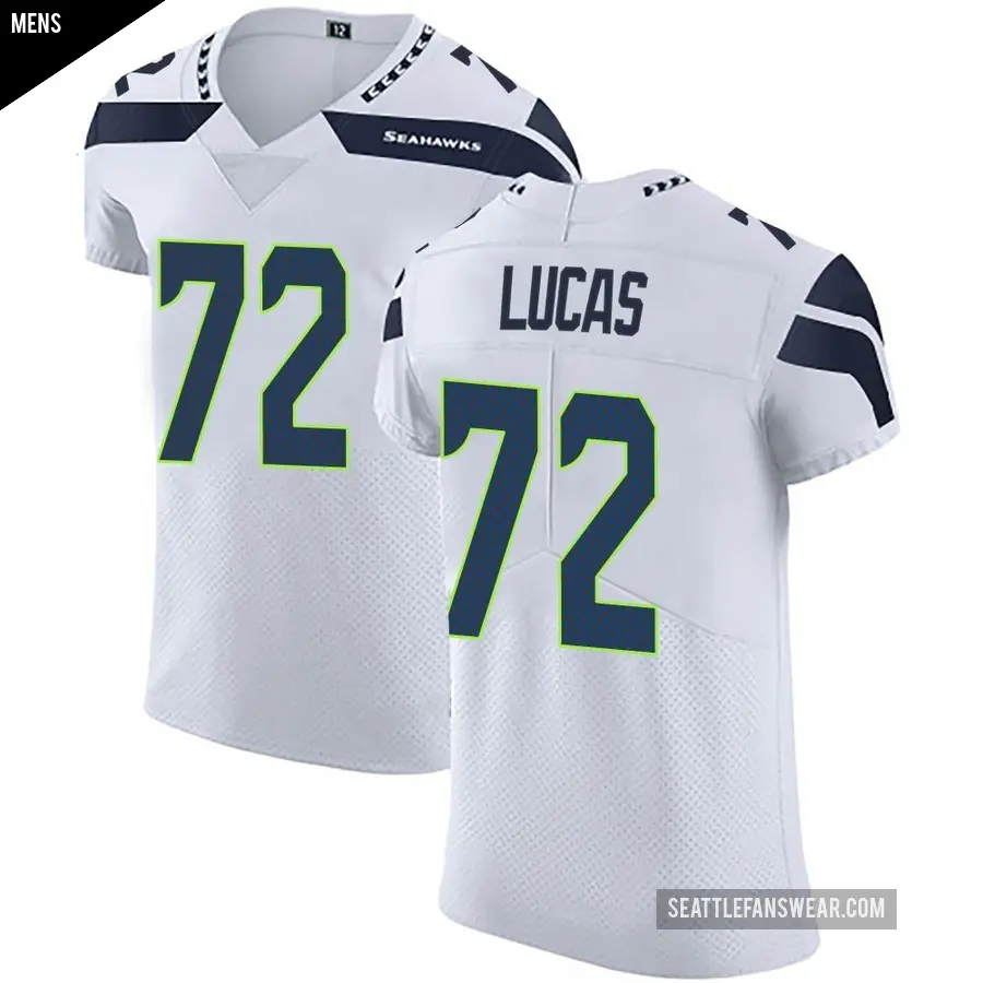 Men's Seattle Seahawks ＃72 Abraham Lucas White Elite Vapor Untouchable Jersey