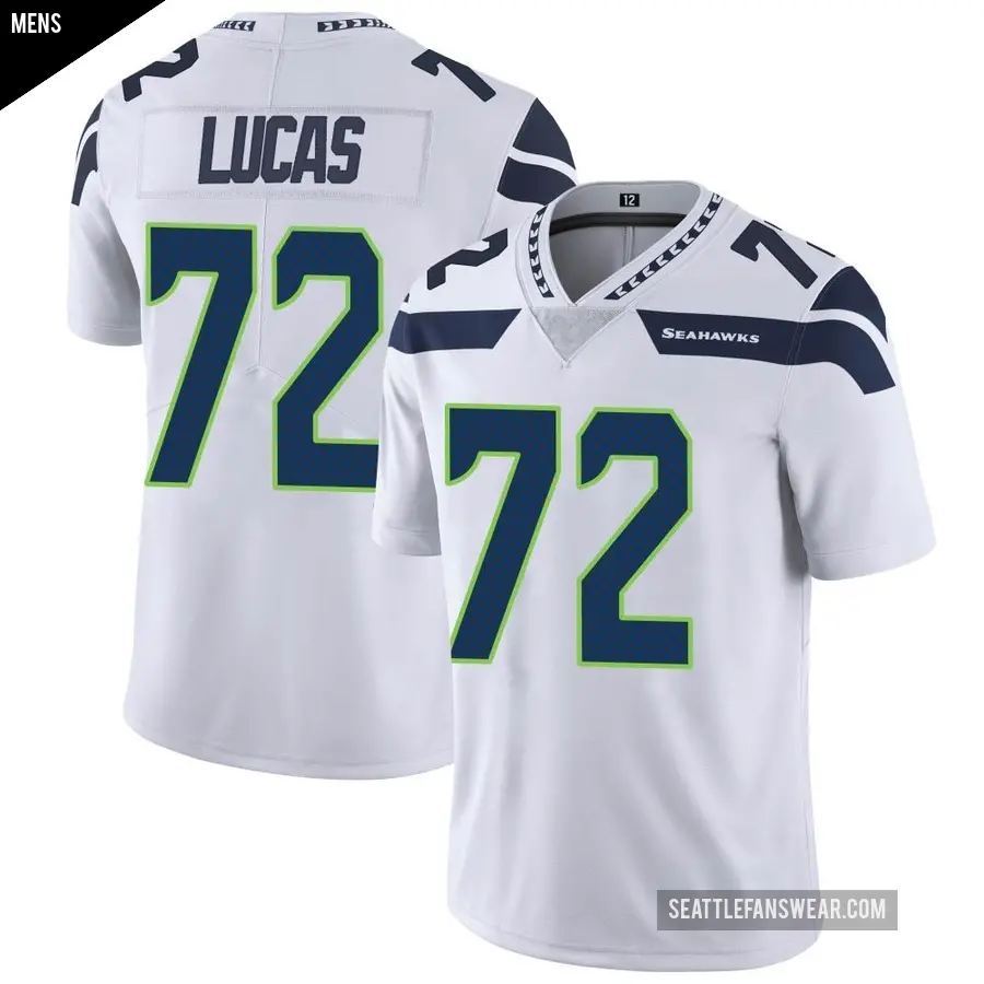 Men's Seattle Seahawks ＃72 Abraham Lucas White Limited Vapor Untouchable Jersey