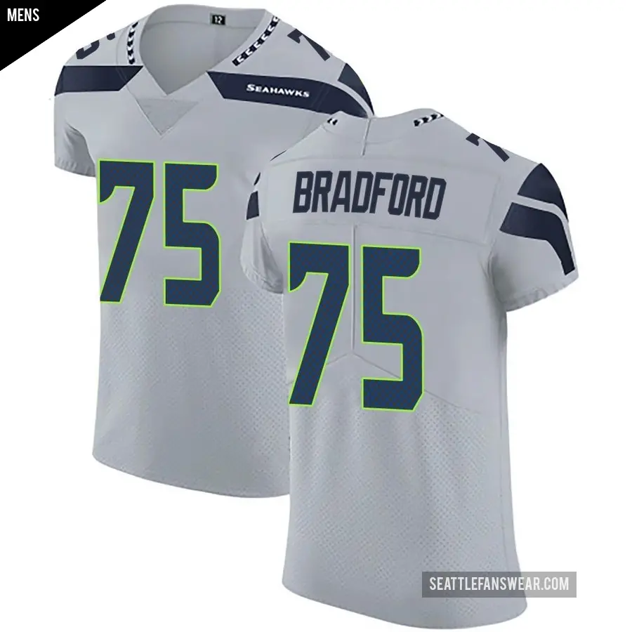 Men's Seattle Seahawks ＃75 Anthony Bradford Gray Elite Alternate Vapor Untouchable Jersey