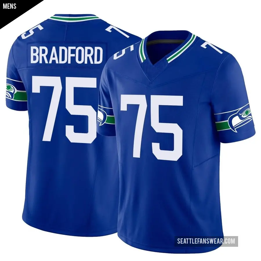 Men's Seattle Seahawks ＃75 Anthony Bradford Royal Limited Throwback Vapor F.U.S.E. Jersey