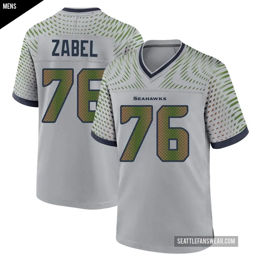 Men's Seattle Seahawks ＃76 Grey Zabel Gray Game Wolf 2025 Rivalries Collection Jersey