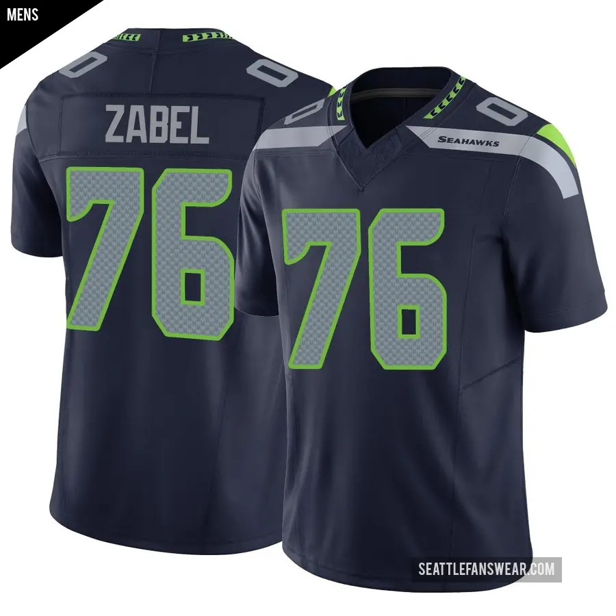 Men's Seattle Seahawks ＃76 Grey Zabel Navy Limited Vapor F.U.S.E. Jersey