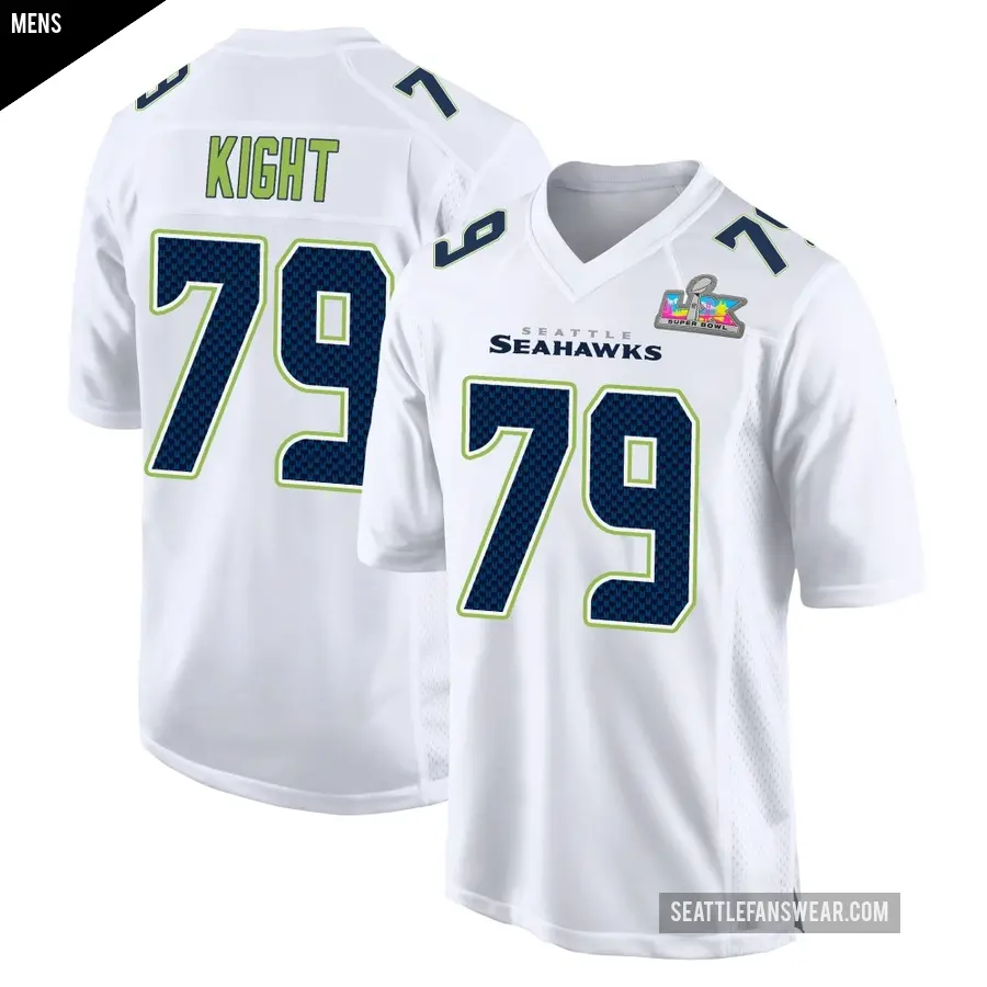 Men's Seattle Seahawks ＃79 Amari Kight White Game Tundra Fashion Super Bowl LX Patch Jersey