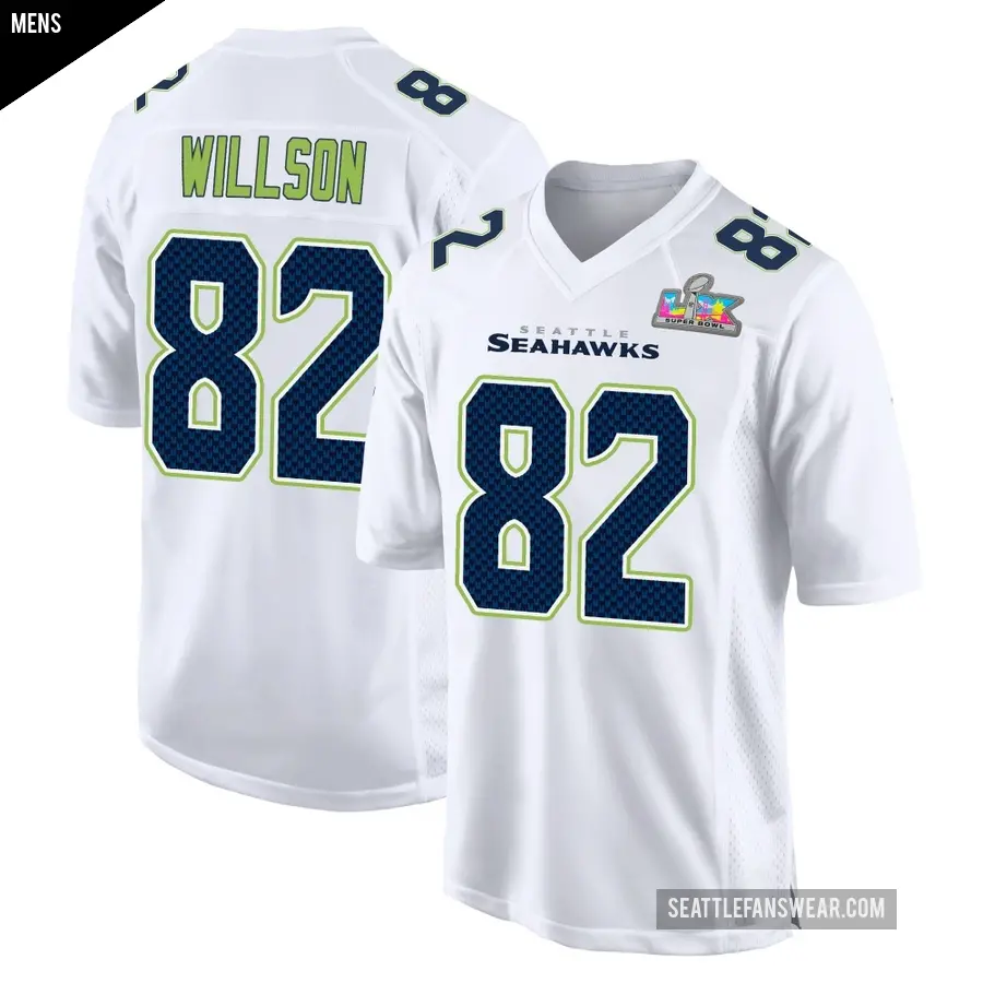 Men's Seattle Seahawks ＃82 Luke Willson White Game Tundra Fashion Super Bowl LX Patch Jersey