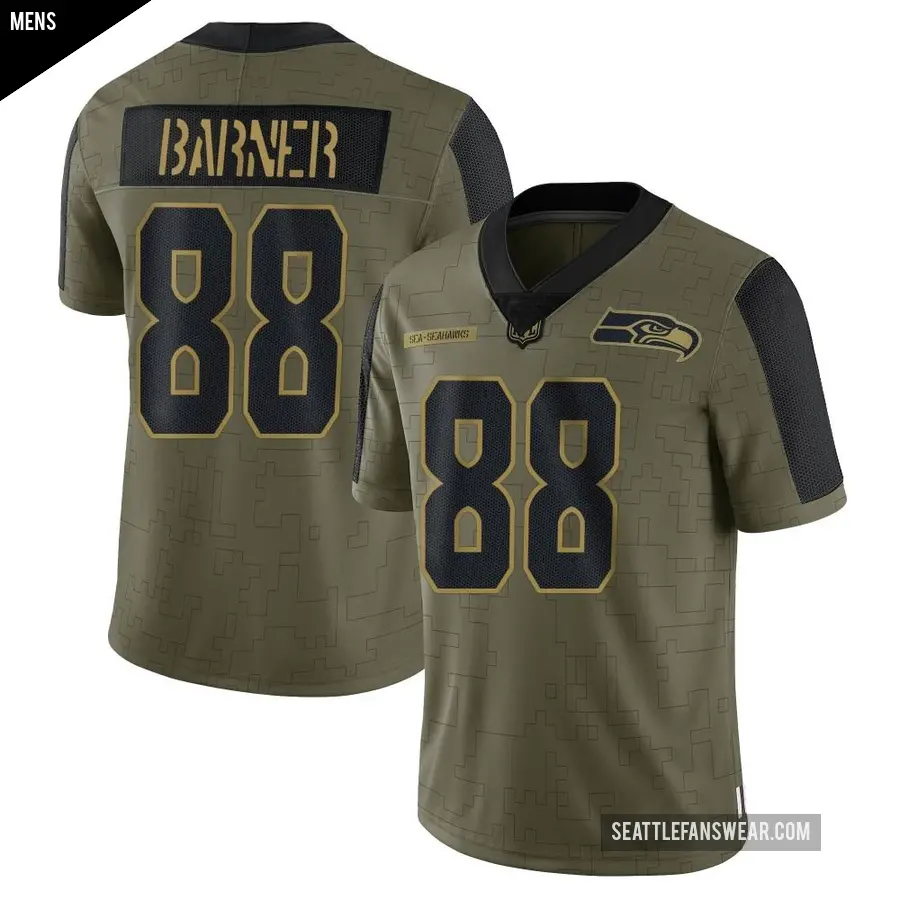 Men's Seattle Seahawks ＃88 AJ Barner Olive Limited 2021 Salute To Service Jersey