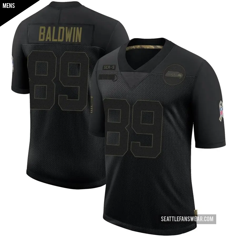Men's Seattle Seahawks ＃89 Doug Baldwin Black Limited 2020 Salute To Service Jersey