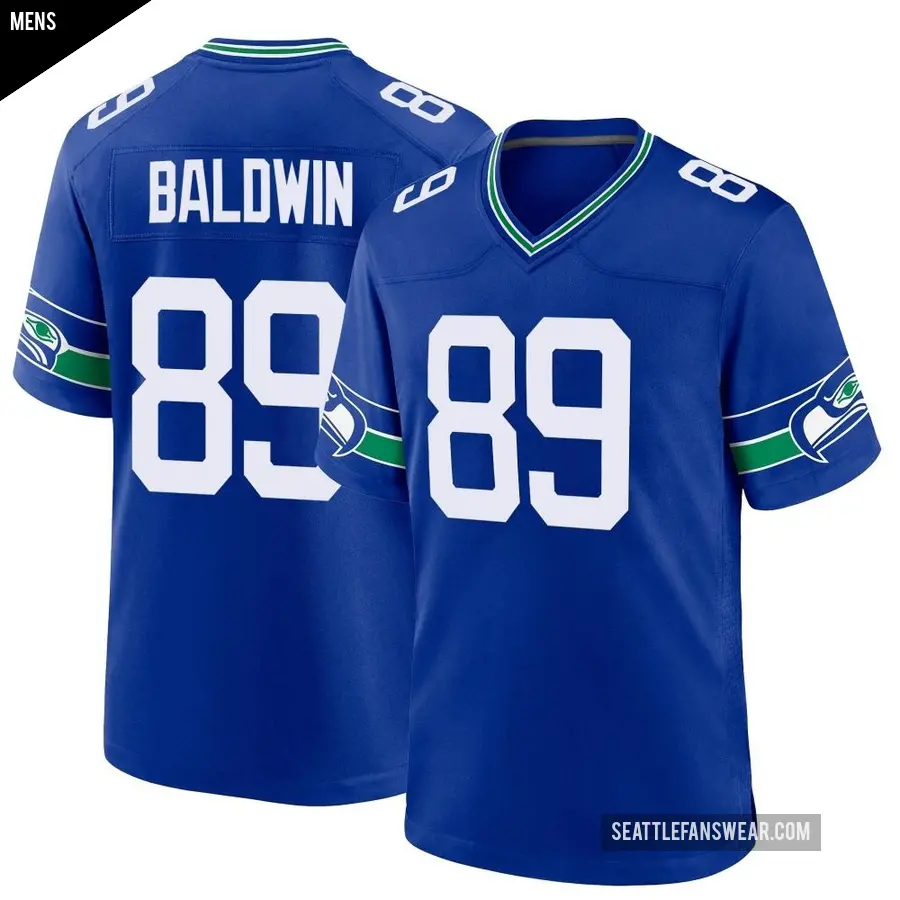 Men's Seattle Seahawks ＃89 Doug Baldwin Royal Game Throwback Jersey