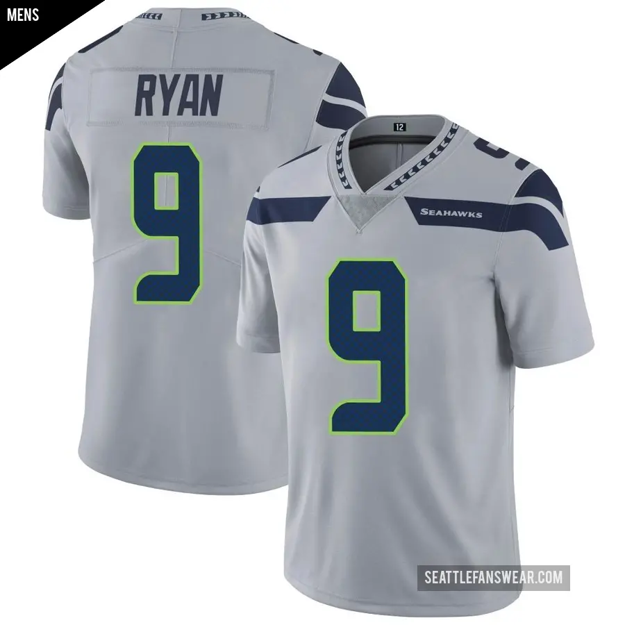 Men's Seattle Seahawks ＃9 Jon Ryan Gray Limited Alternate Vapor Untouchable Jersey