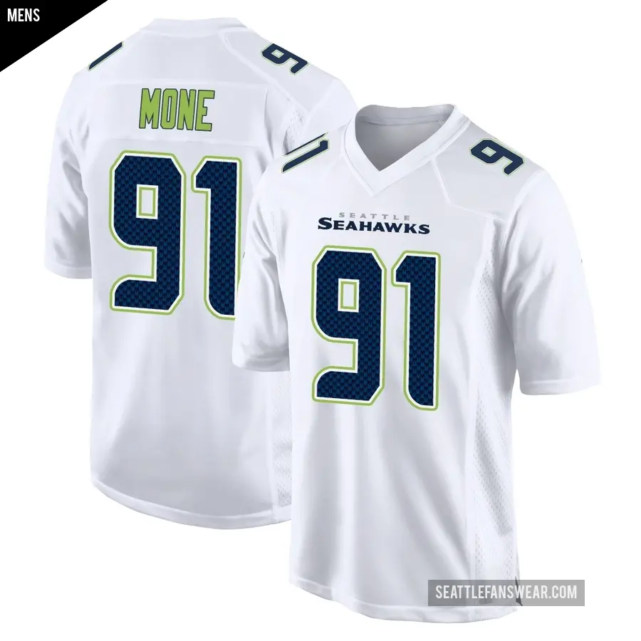Men's Seattle Seahawks ＃91 Bryan Mone White Game Tundra Fashion Jersey