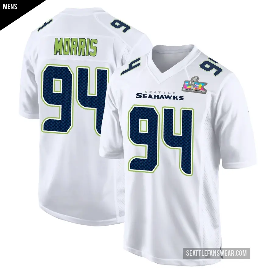 Men's Seattle Seahawks ＃94 Mike Morris White Game Tundra Fashion Super Bowl LX Patch Jersey