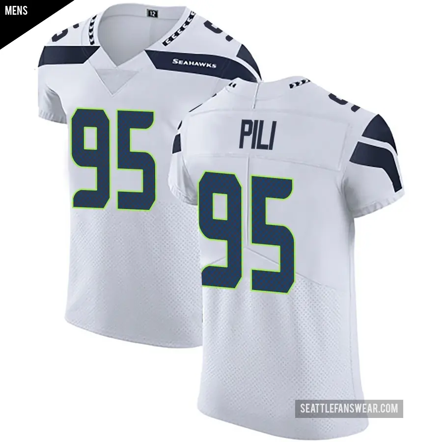 Men's Seattle Seahawks ＃95 Brandon Pili White Elite Vapor Untouchable Jersey