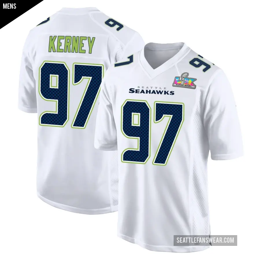 Men's Seattle Seahawks ＃97 Patrick Kerney White Game Tundra Fashion Super Bowl LX Patch Jersey