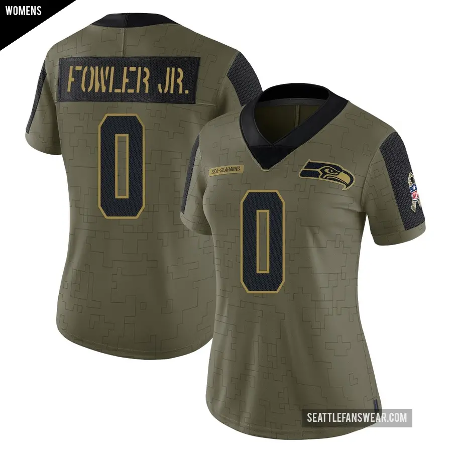 Women's Seattle Seahawks ＃0 Dante Fowler Jr. Olive Limited 2021 Salute To Service Jersey