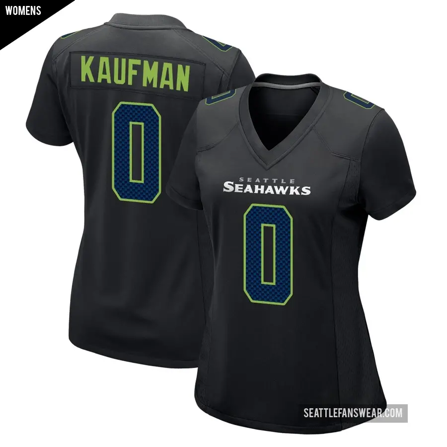 Women's Seattle Seahawks ＃0 DK Kaufman Black Game Carbon Fashion Jersey
