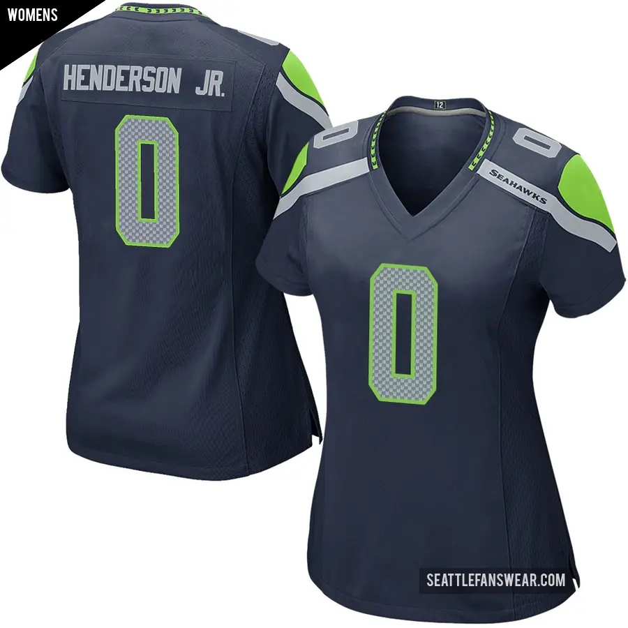 Women's Seattle Seahawks ＃0 Emmanuel Henderson Jr. Navy Game Team Color Jersey