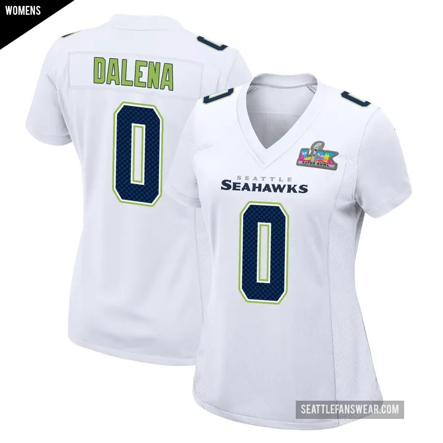 Women's Seattle Seahawks ＃0 Mac Dalena White Game Tundra Fashion Super Bowl LX Patch Jersey