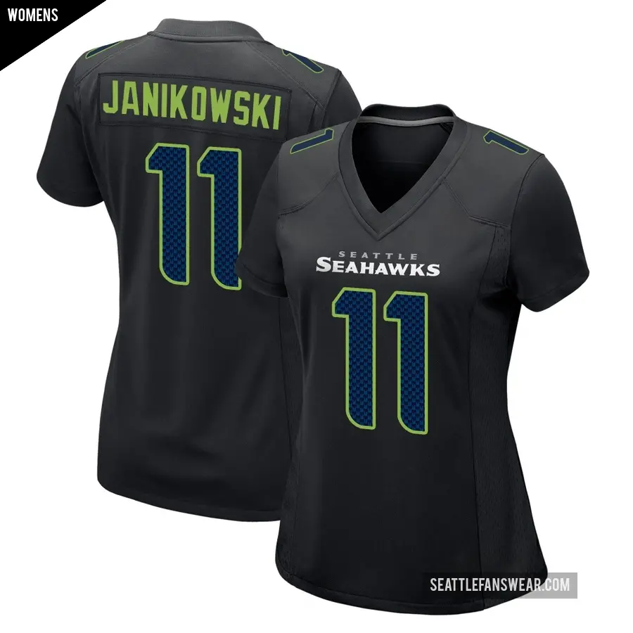 Women's Seattle Seahawks ＃11 Sebastian Janikowski Black Game Carbon Fashion Jersey