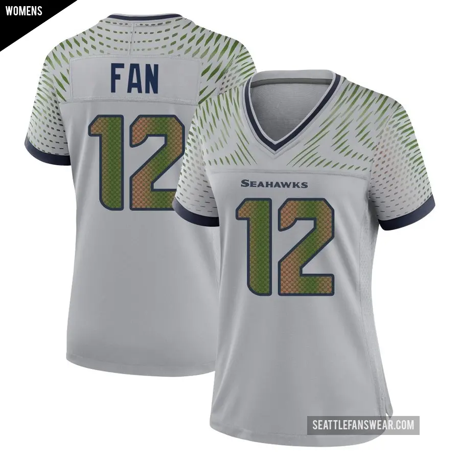 Women's Seattle Seahawks ＃12 12th Fan Gray Game Wolf 2025 Rivalries Collection Jersey