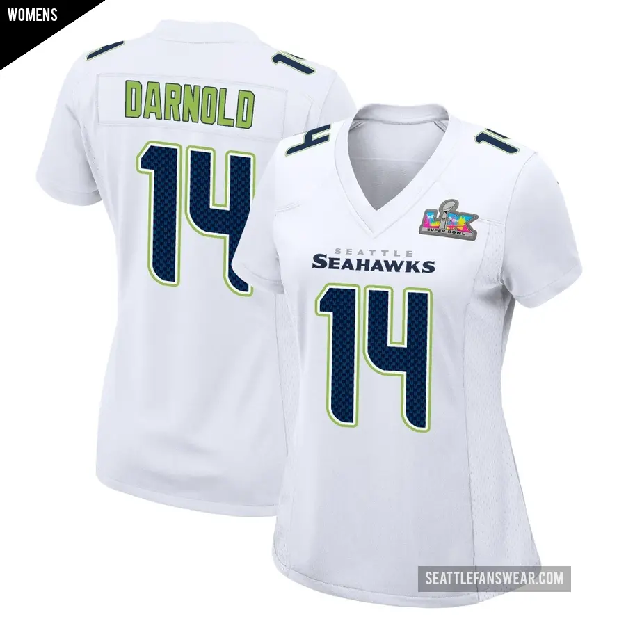 Women's Seattle Seahawks ＃14 Sam Darnold White Game Tundra Fashion Super Bowl LX Patch Jersey