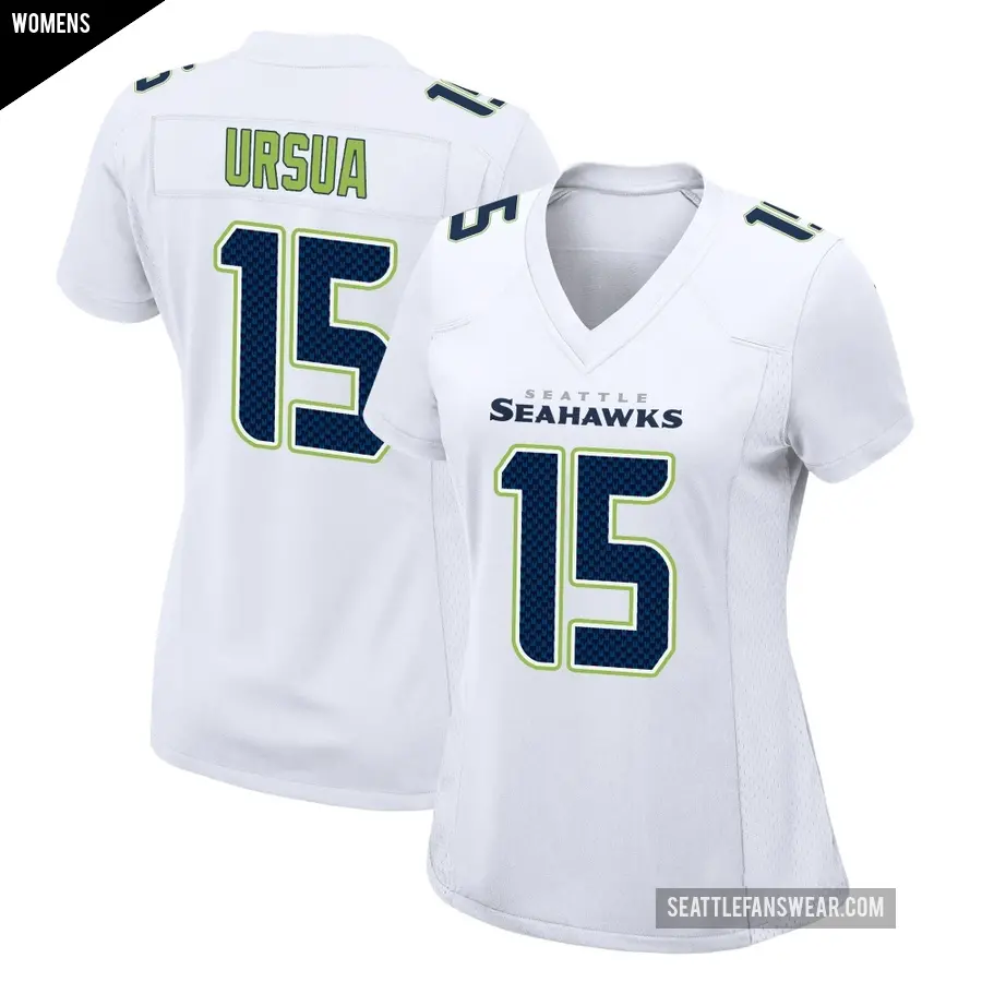Women's Seattle Seahawks ＃15 John Ursua White Game Tundra Fashion Jersey