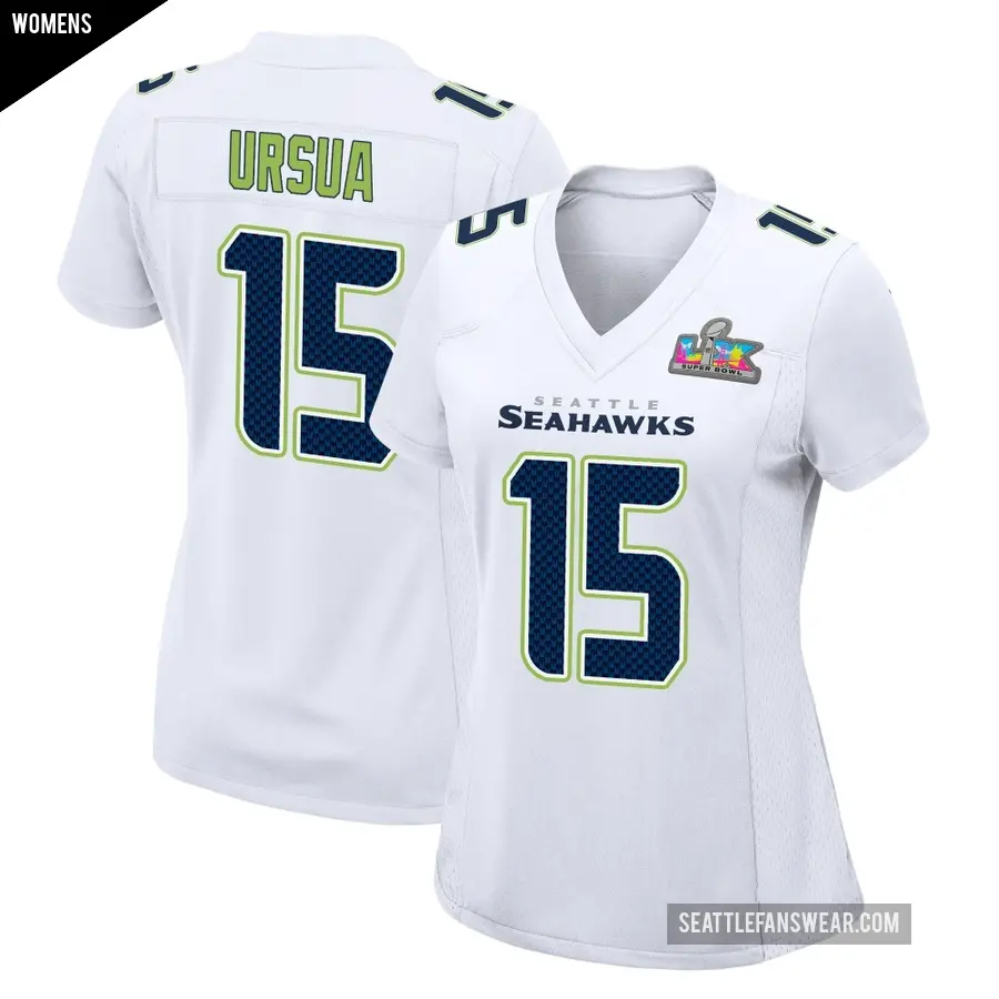 Women's Seattle Seahawks ＃15 John Ursua White Game Tundra Fashion Super Bowl LX Patch Jersey