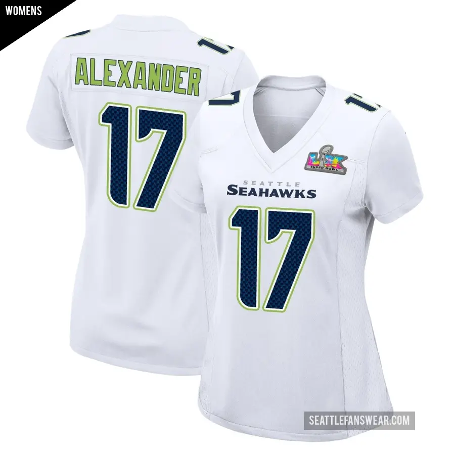 Women's Seattle Seahawks ＃17 Zy Alexander White Game Tundra Fashion Super Bowl LX Patch Jersey