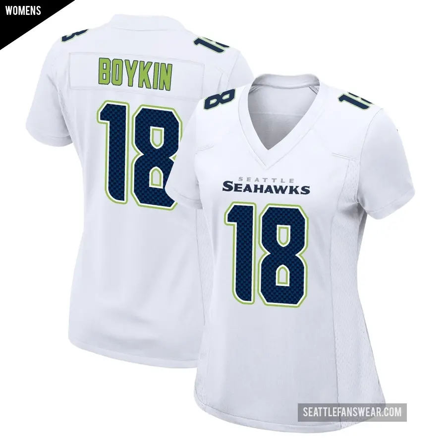 Women's Seattle Seahawks ＃18 Lance Boykin White Game Tundra Fashion Jersey