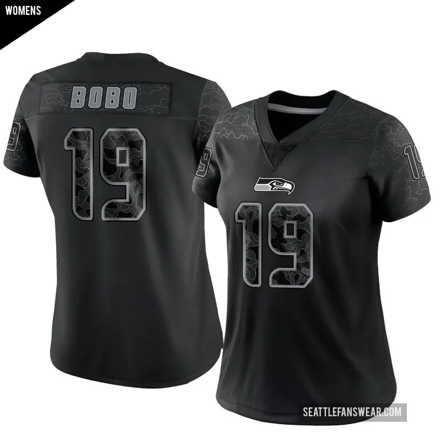 Women's Seattle Seahawks ＃19 Jake Bobo Black Limited Reflective Jersey