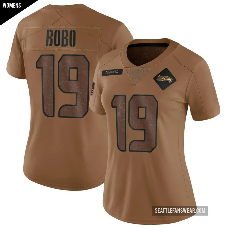 Women's Seattle Seahawks ＃19 Jake Bobo Brown Limited 2023 Salute To Service Jersey