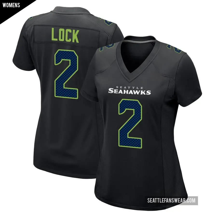 Women's Seattle Seahawks ＃2 Drew Lock Black Game Carbon Fashion Jersey