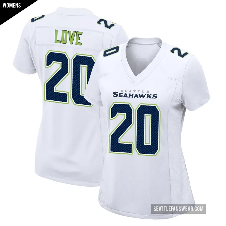 Women's Seattle Seahawks ＃20 Julian Love White Game Tundra Fashion Jersey