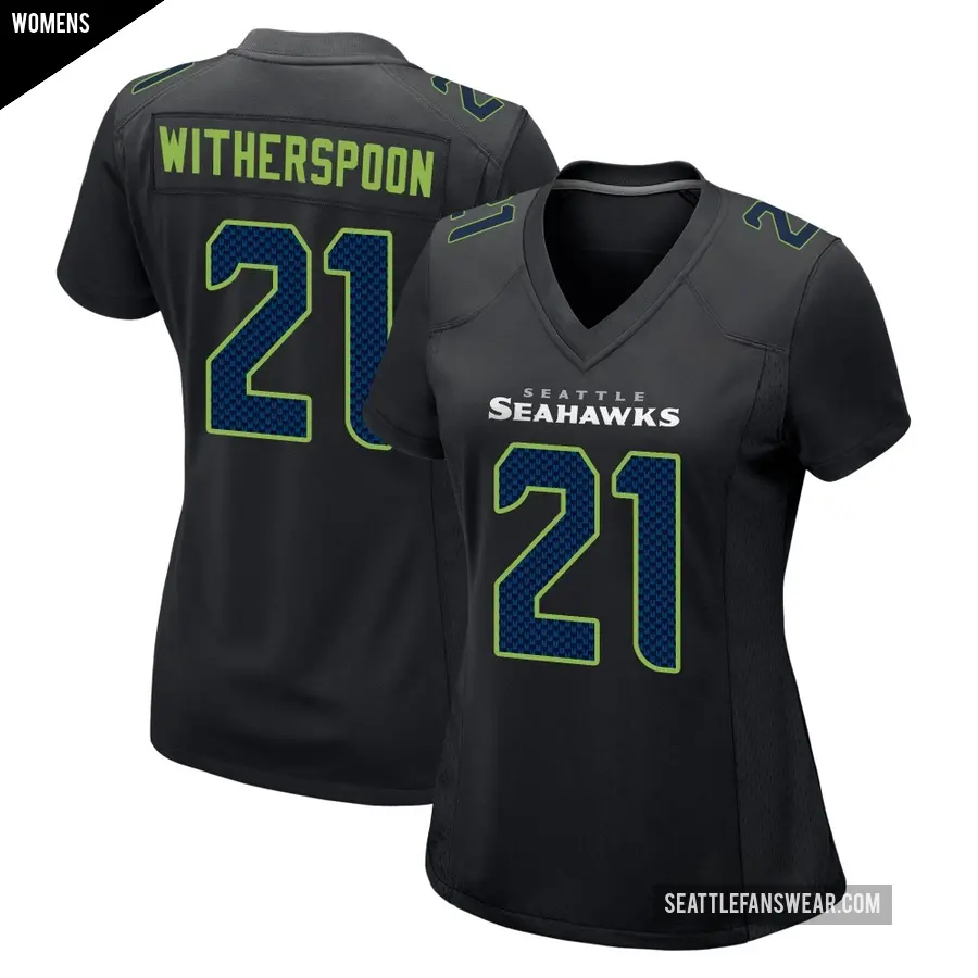 Women's Seattle Seahawks ＃21 Devon Witherspoon Black Game Carbon Fashion Jersey