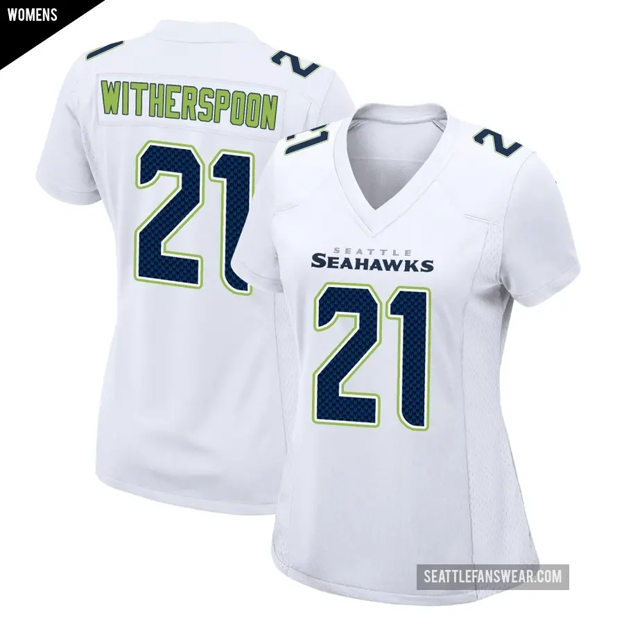 Women's Seattle Seahawks ＃21 Devon Witherspoon White Game Tundra Fashion Jersey
