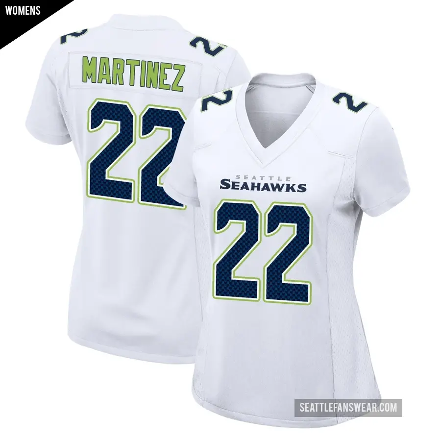 Women's Seattle Seahawks ＃22 Damien Martinez White Game Tundra Fashion Jersey