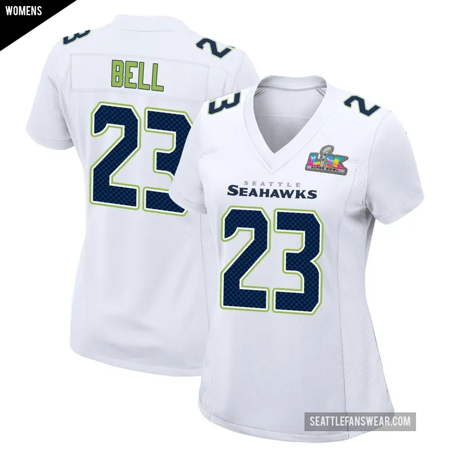 Women's Seattle Seahawks ＃23 D'Anthony Bell White Game Tundra Fashion Super Bowl LX Patch Jersey