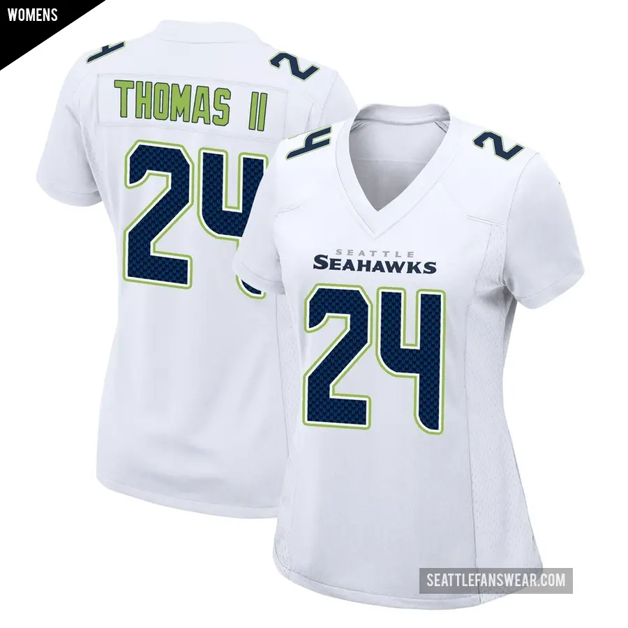 Women's Seattle Seahawks ＃24 Rodney Thomas II White Game Tundra Fashion Jersey