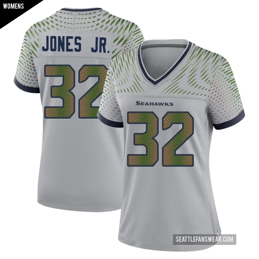 Women's Seattle Seahawks ＃32 Velus Jones Jr. Gray Game Wolf 2025 Rivalries Collection Jersey