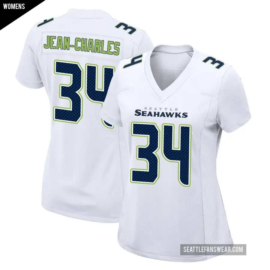 Women's Seattle Seahawks ＃34 Shemar Jean-Charles White Game Tundra Fashion Jersey