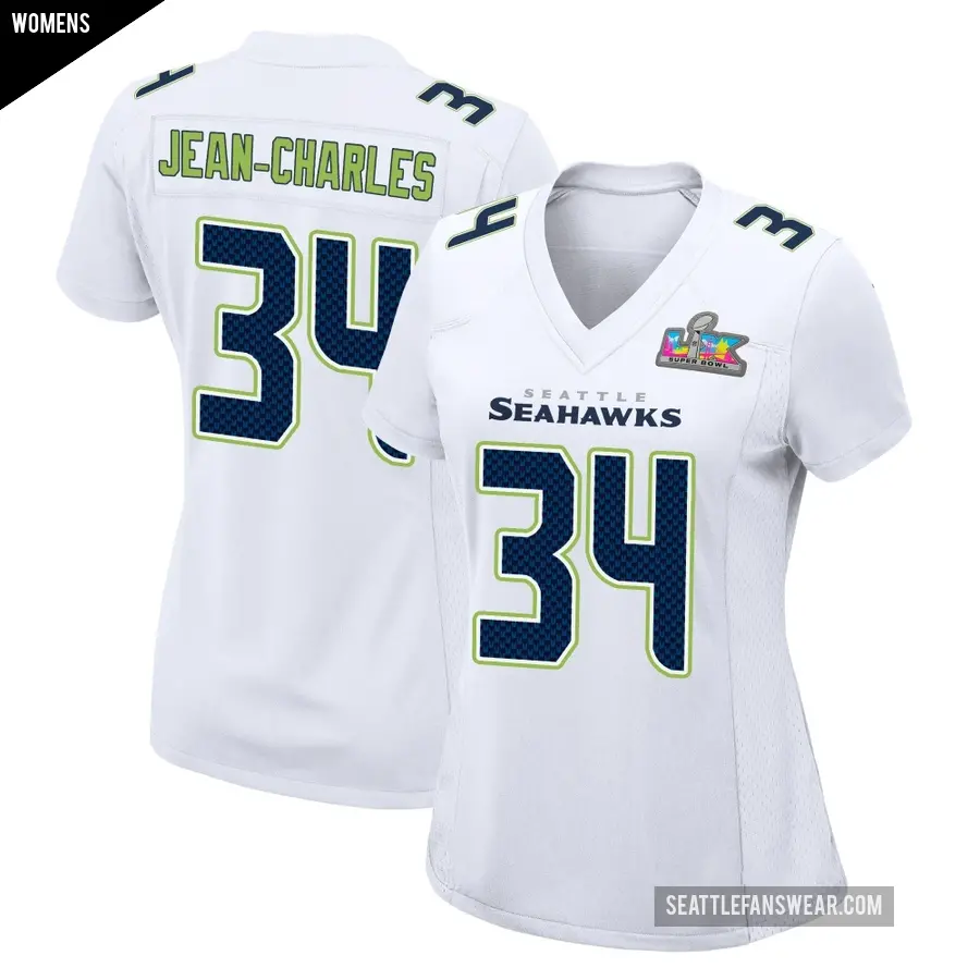 Women's Seattle Seahawks ＃34 Shemar Jean-Charles White Game Tundra Fashion Super Bowl LX Patch Jersey