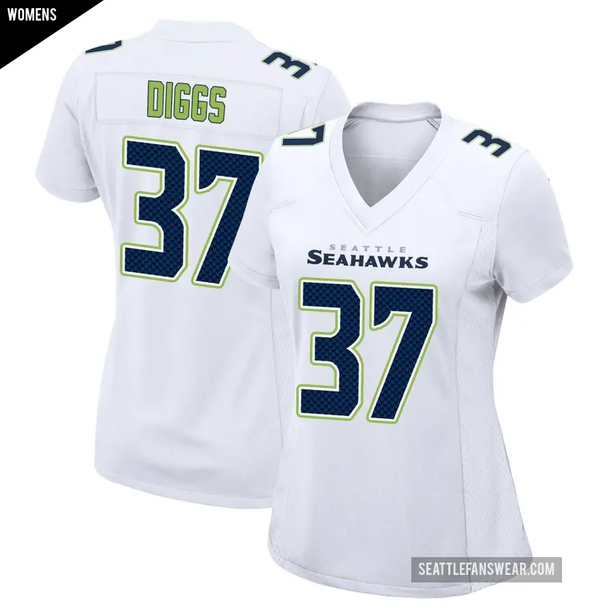 Women's Seattle Seahawks ＃37 Quandre Diggs White Game Tundra Fashion Jersey